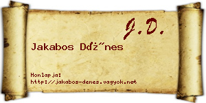 Jakabos Dénes névjegykártya